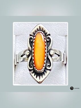 Vintage WMCO Sterling Orange Paua Shell Statement Ring New With Tags Southwest